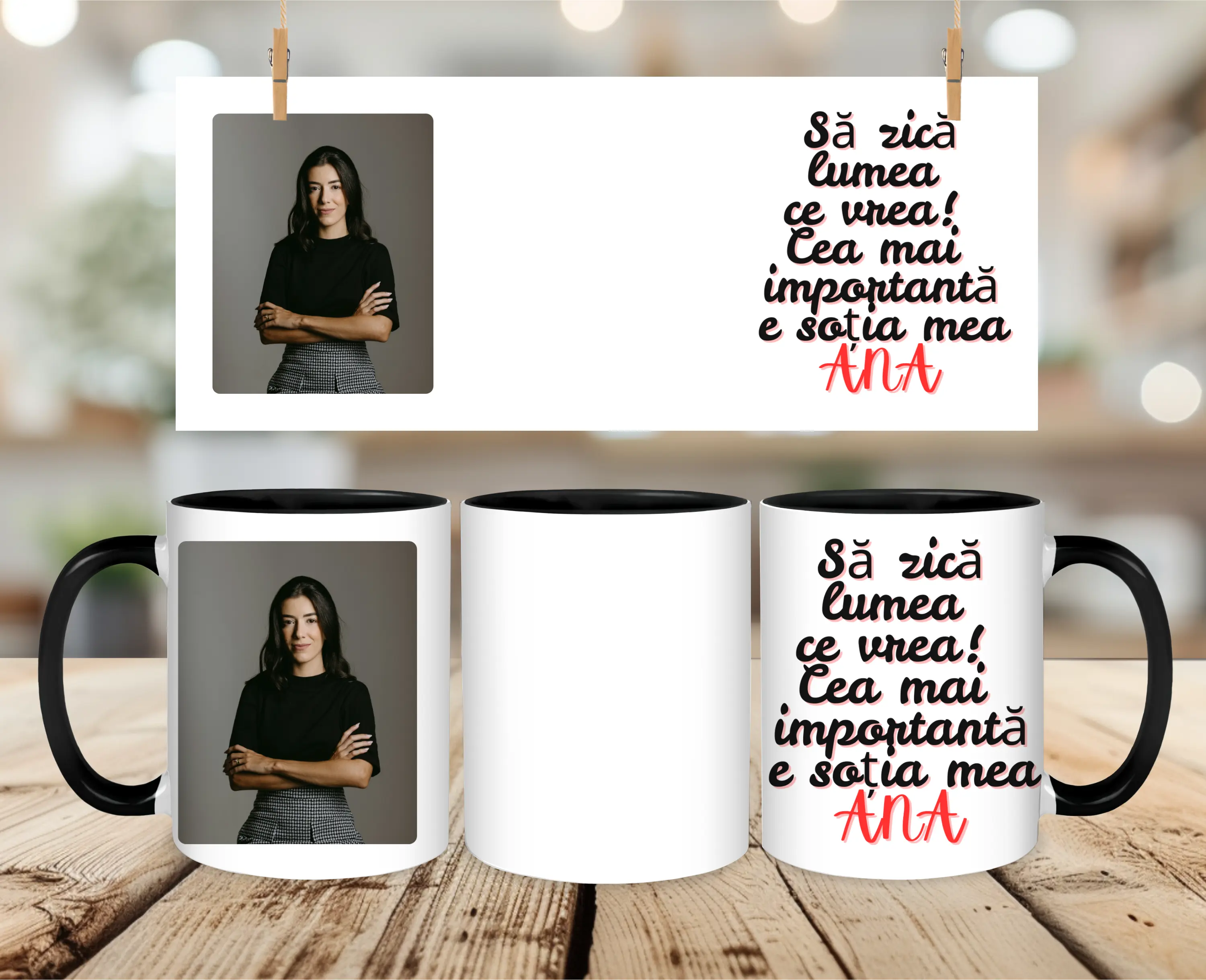 Cană Personalizată Ceramică Cu Mesaj Și O poză ○ Soția ○