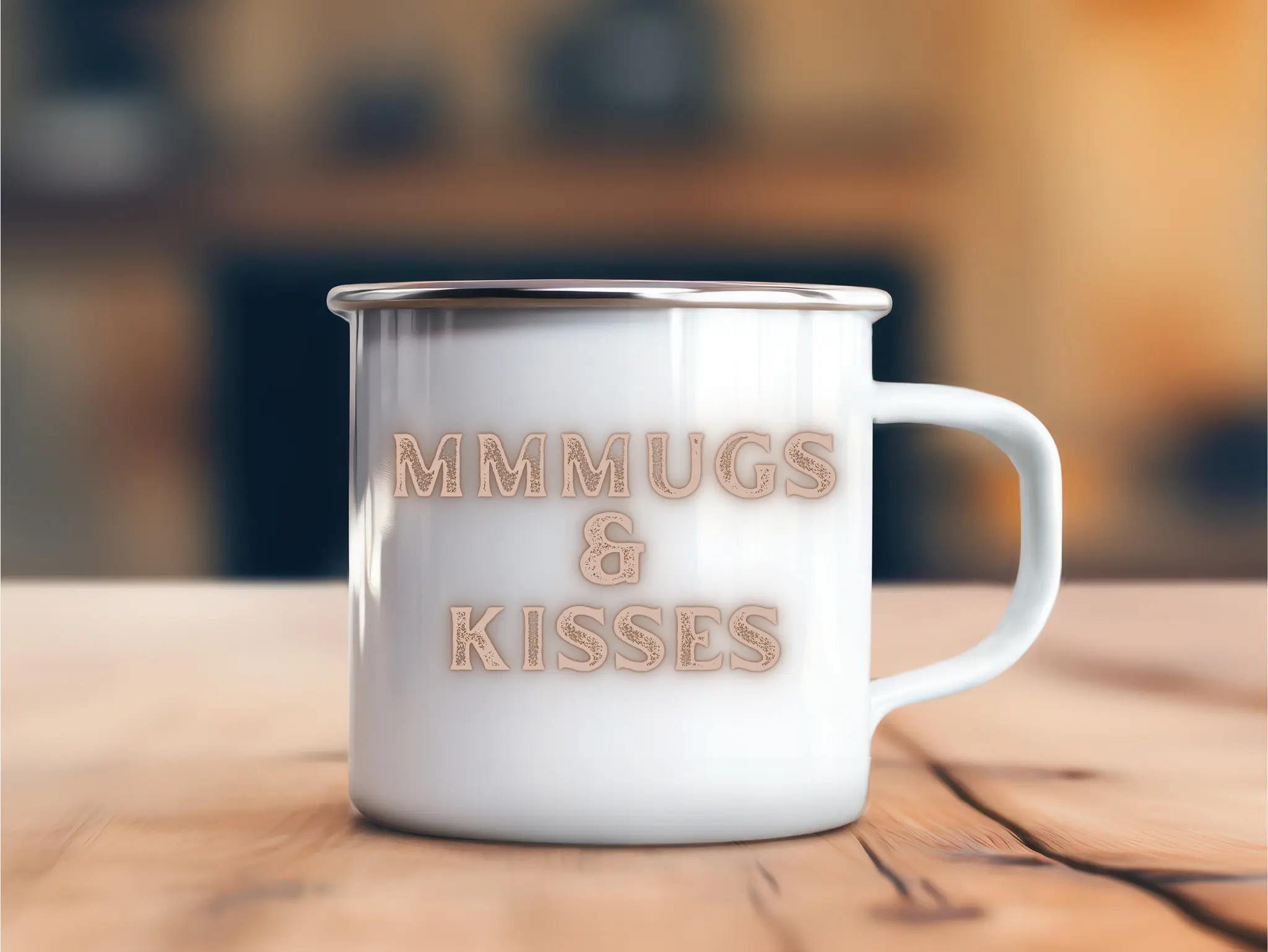 Cană Din Email Cu Mesaj Amuzant ○ MMMUGS & KISSES ○
