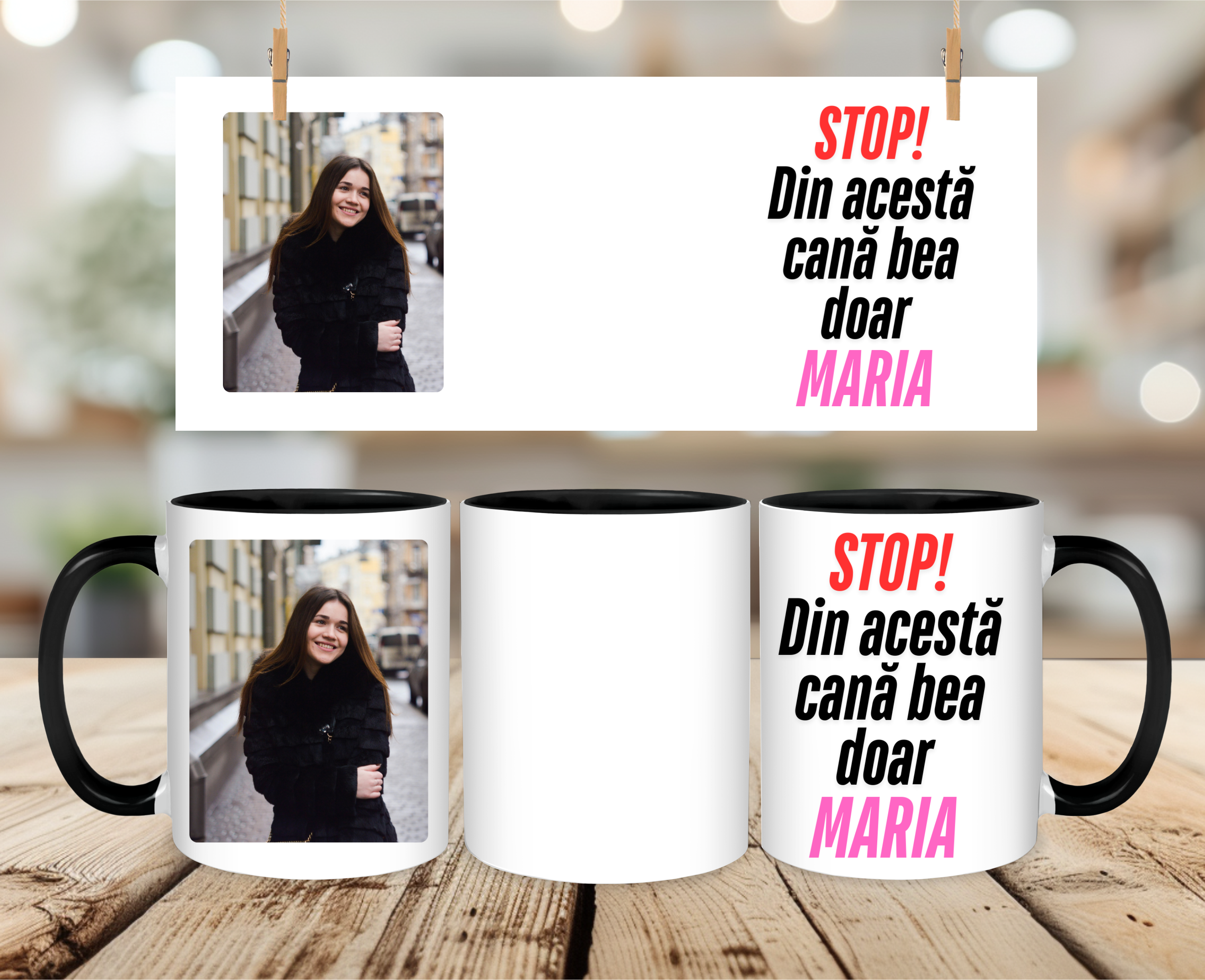 Cană Personalizată Ceramică Cu Mesaj Amuzant ○ STOP! Din această cană bea doar MARIA ○